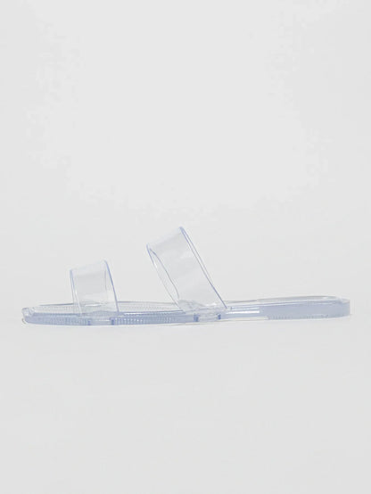 2025 Candy Colored Jelly Slippers Transparent Square Toe Flip Flops for Women Open Toe Flat Casual Women Slides Beach Shoes