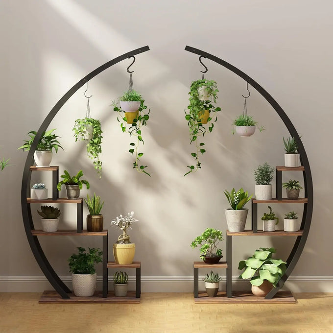 Half-Moon Metal Plant Stand Set — product image
