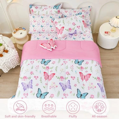 Size Comforter Sets for Girls 6 Pieces Bed in a Bag Bedding Comforter Sheet Set with Shams Decorative Toy Pillow Ultral Soft Mi