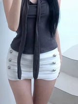 Button-Detail Stretch Shorts