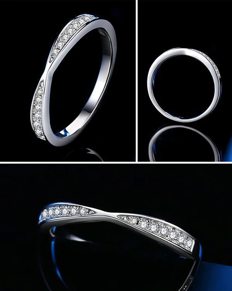 1.0mm-3.5mm Round Brilliant Cut Moissanite Wedding Rings Half Eternity Band 925 Silver Lab Diamond Wedding Ring With Certificate
