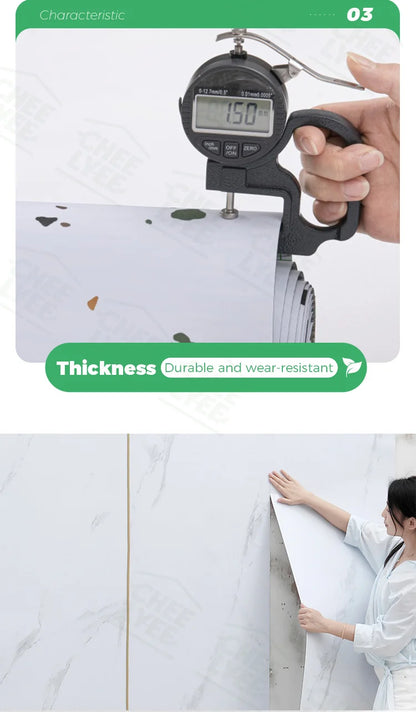 2 Rolls Self-Adhesive Wall and Floor Sticker Peel and Stick 15.75x118.11inch Wood Grain and Marble Design Wallpaper Sticker