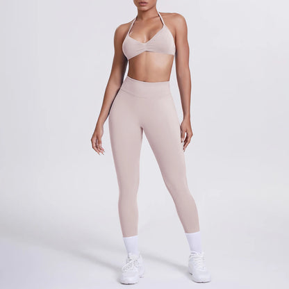 Women 2pcs Patchwork Sport Yoga Suit Training Sleeveless Sport Gym Tops Tummy Control Slimming Booty Leggings Yoga Suit Sports