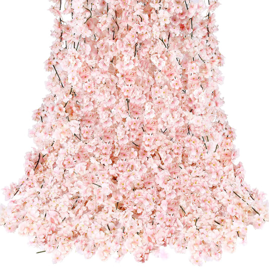 8pcs 1.8M Artificial Cherry Blossom Flower Vines Faux Flowers Outdoors Hanging Silk Flowers Garland for Wedding Party Home Decor