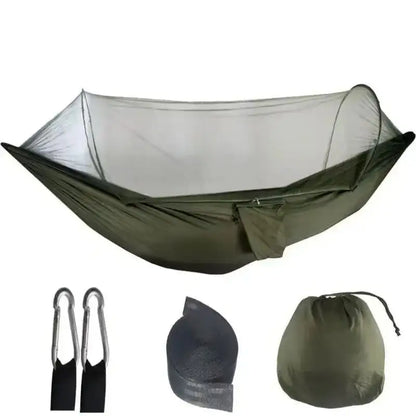250x120cm Outdoor Hammock With Net – Lightweight Parachute Fabric For Camping & Travel