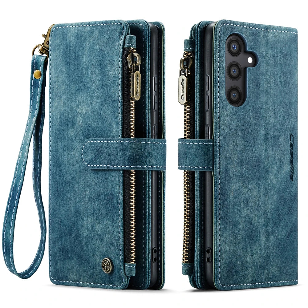 Leather Zipper Wallet Case For Samsung Galaxy A14 A15 A16 A17 A24 A25 A33 A34 A35 A36 A53 A54 A55 A56 A71 A72 4G 5G Phone Cover