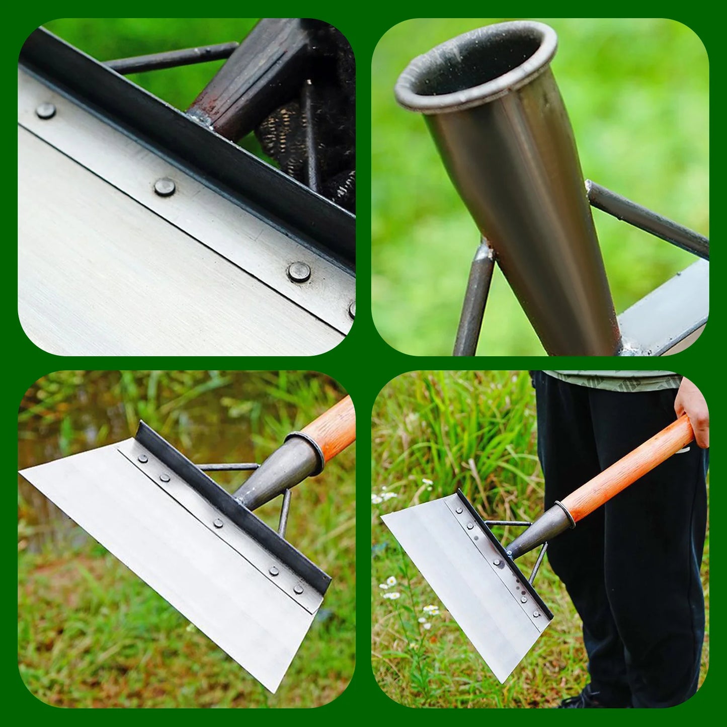 25/27/30cm Garden Shovel Heavy Duty Steel Multifunction Cleaning Spade Flat Shovel Sharp Planting Farm Weeding Tools with Gloves