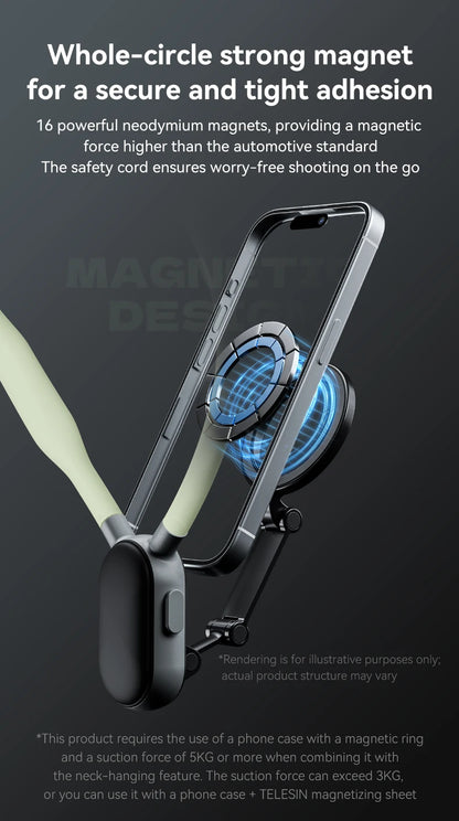 TELESIN Silicone Magnetic Quick Release Neck Mount Hold for Iphone 15 14 13 12 11 SAMSUNG HUAWEI XIAOMI Smart Phone Accessories