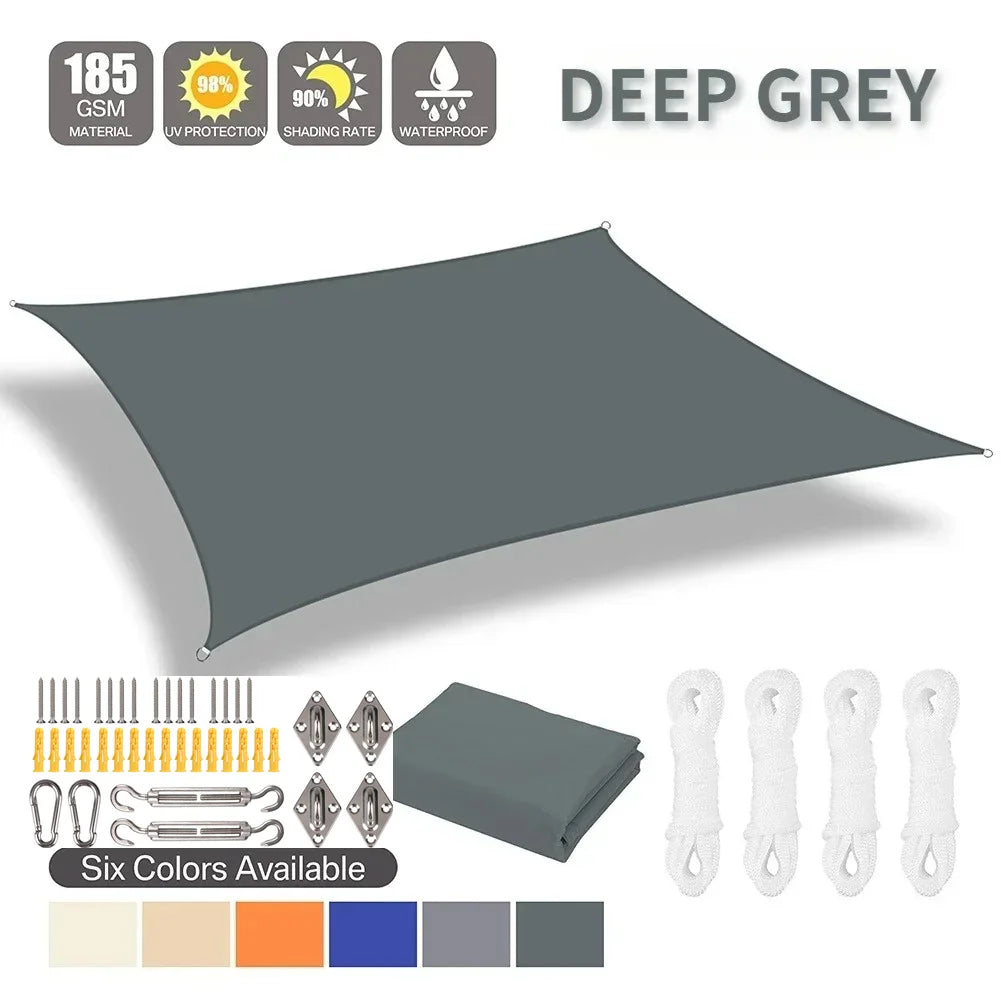 2x3/3x4/4x5/5x6M Sun Shade Sail Waterproof Outdoor Square Rectangle Garden Patio UV Block Party Canopy Pool Camp Awning Shelter