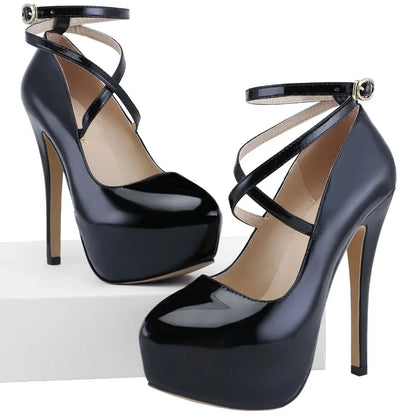 Big Size 44 Elegant Women Pumps Sexy Shallow Round Toe Slingback Super High Heels Platform Stilettos Party Wedding Banquet Shoes