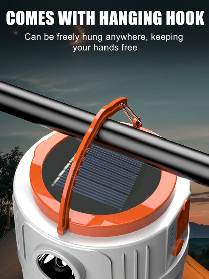 1pc Solar Led Camping Light,Solar Powered Rechargeable Camping Lanterns, Outdoor Lighting Lamp With Mobile Phone Charging