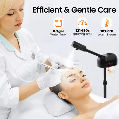 Face Machine Facial Steamer, Black Skin Moisturizing Mist Sprayer, Impact Resistant PP Material for Salon, Hospital, Home, 110V