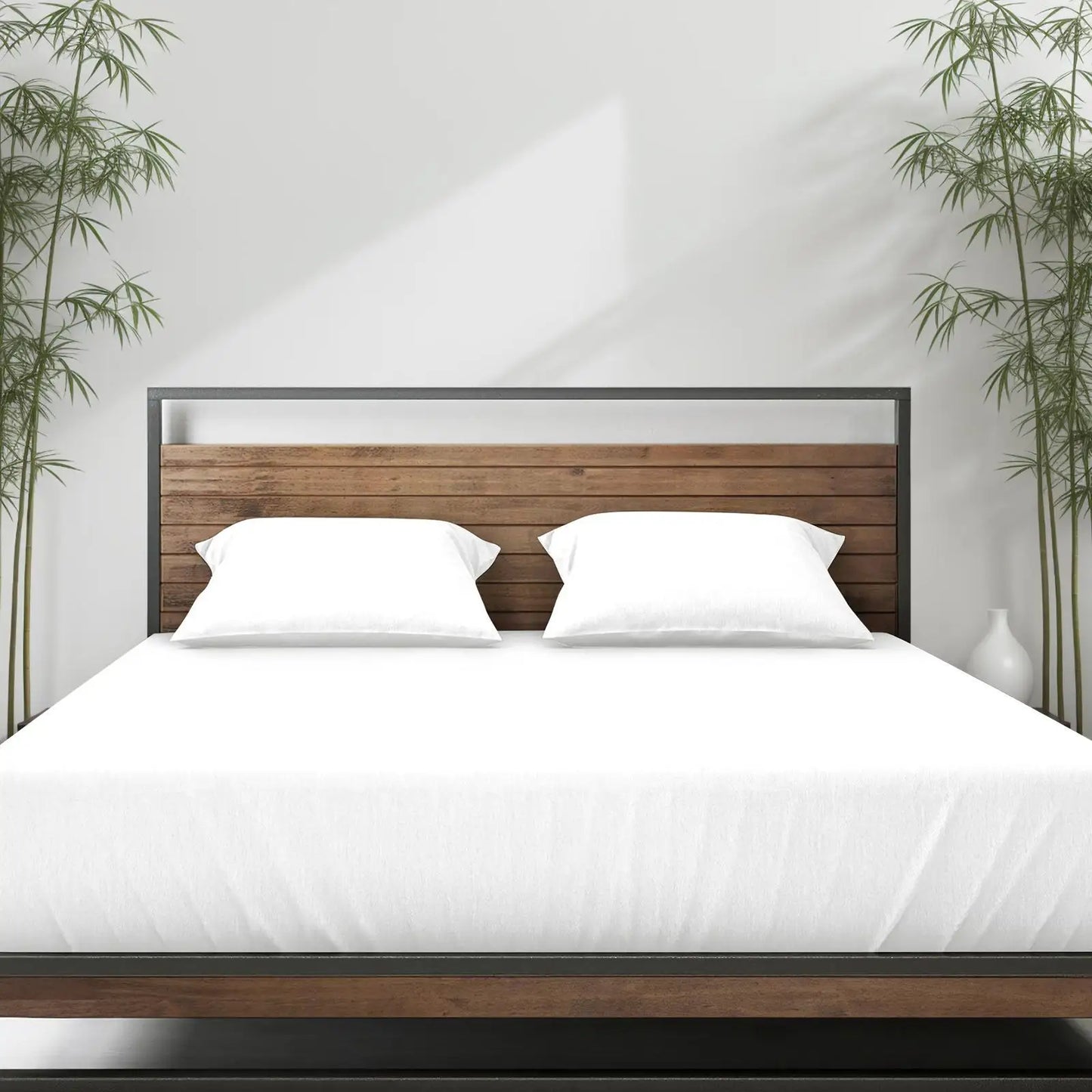 Emircey 3Pcs Bamboo Fitted Sheet Set Cooling Breathable Bedding Silky Soft Mattress Cover with 2 Pillowcases Deep Pocket Bottom Sheet for Home Bedroom Dorm Spring Summer Sleep Gift