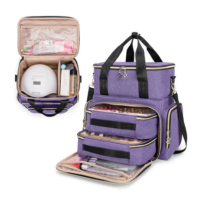 Nail Artist Bag Portable Nail Polish Storage Bag Manicure Kit Case With 2 Removable Cases Storage Bag Essential Oil Storage Box
