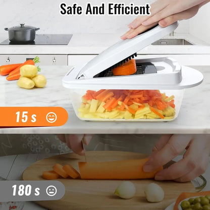 All-in-1 Vegetable Chopper Mandoline Slicer with Container, Food Chopper, Onion Chopper, Veggie Cutter or Salad, Kitchen Gadgets