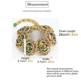 Vintage Green Stone Floral Bracelet — view 6