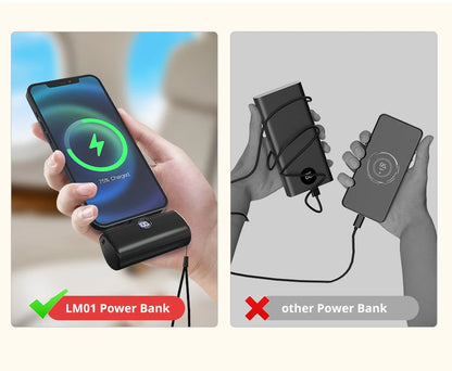 Fast Charge Portable Charger for iPhone Samsung Xiaomi Compact External Spare Battery Built-in Plug PD Fast Charging Power Bank