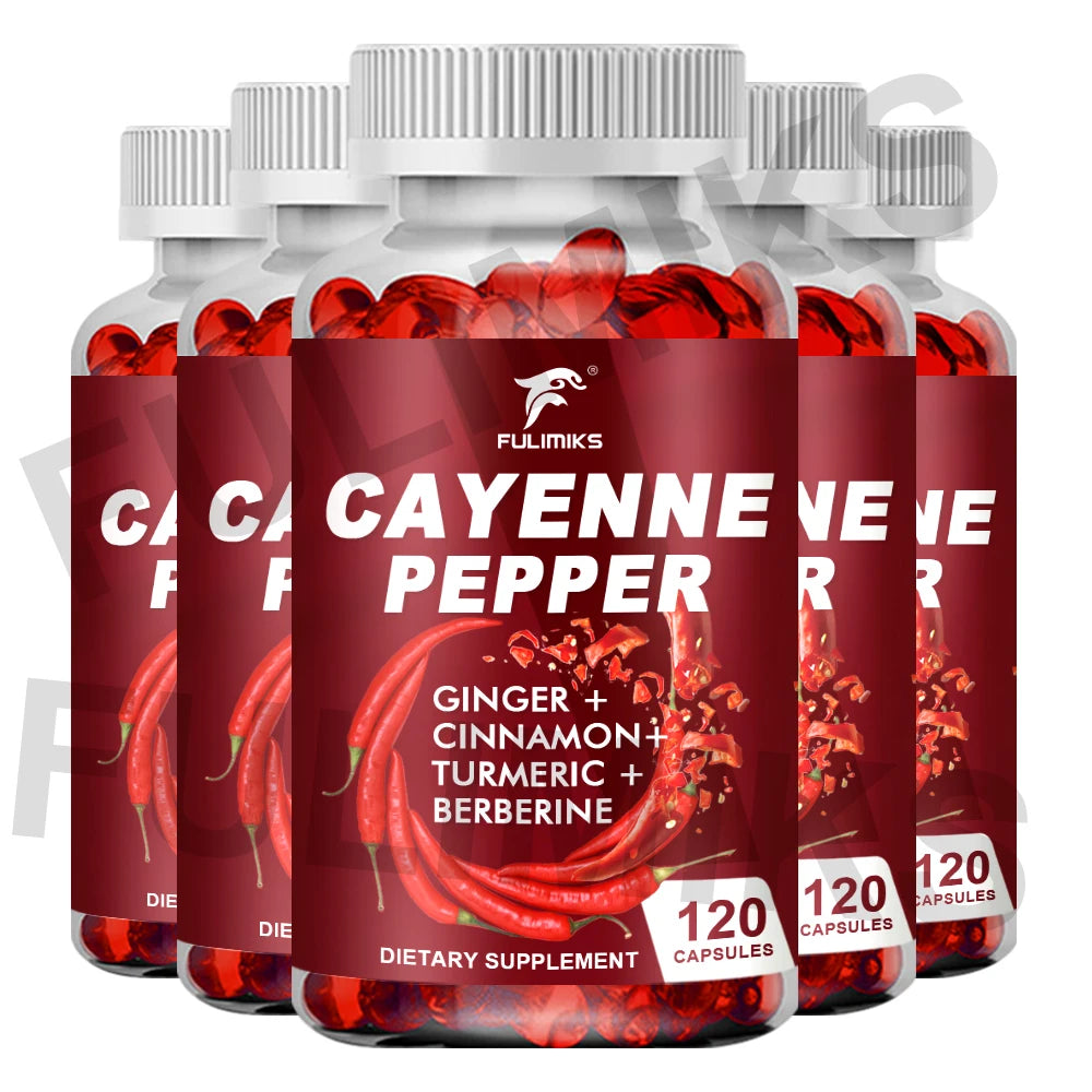 Cayenne Pepper Capsules, Supports Cardiovascular Health, Improves Digestion & Blood Circulation, Capsaicin Supplement Softgels