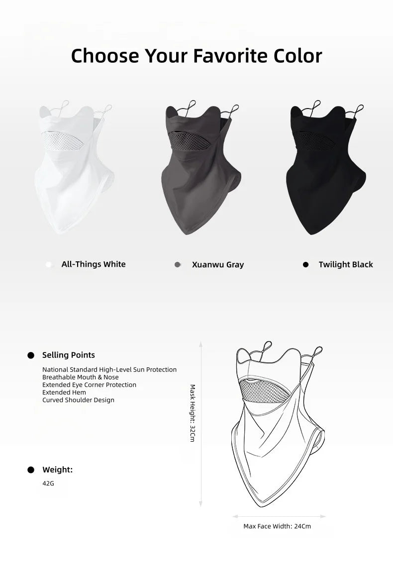 Cycling Face Mask Men Women UV Protection Neck Cover, Sun Protective Neck Warmer Breathable Face Cover Hiking Fishing Ear-Loop
