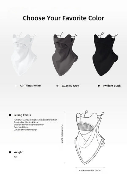 Cycling Face Mask Men Women UV Protection Neck Cover, Sun Protective Neck Warmer Breathable Face Cover Hiking Fishing Ear-Loop