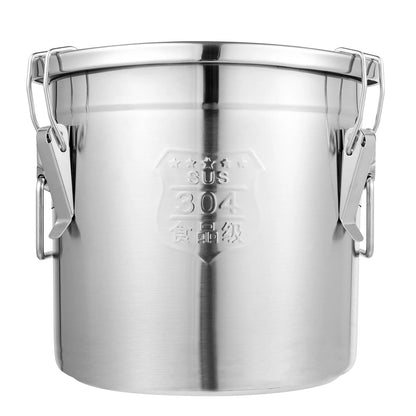 Bymaocar 12L 304 Stainless Steel Cereal Container Metal Kitchen Rice Oil Storage Bucket Airtight Durable, Corrosion Resistant