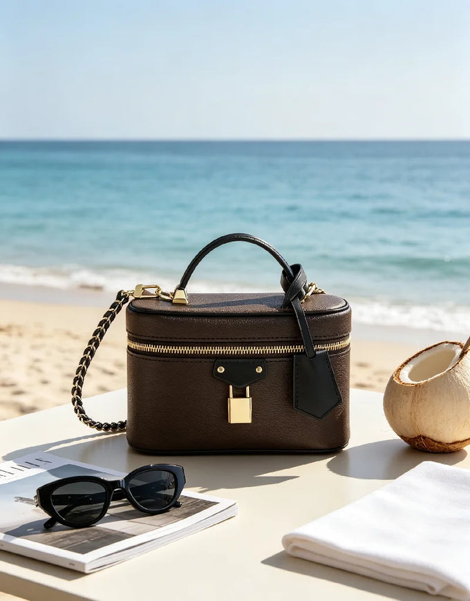 Stitched PU Crossbody Satchel — view 1