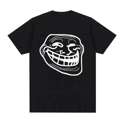 Short Sleeve Cotton T-shirts for Men and Women Funny Memes Retro Fashion Troll Face Angry Men Harajuku Streetwear