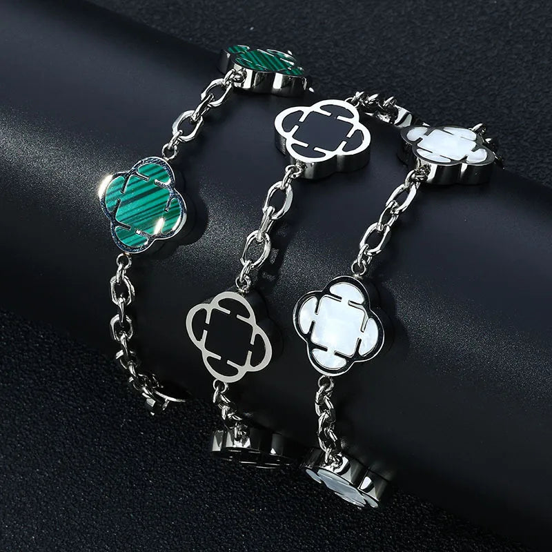 Stylish Petal Chan Bracelets for Men Boys,Waterproof Natural Shell Chain Links Wristband,Birthday Gift