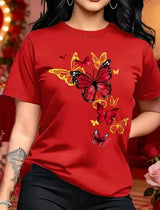 Gold-Tone Butterfly Graphic T-Shirt