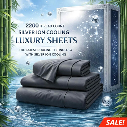 4-Piece Queen Luxury Cooling Bed Sheet Set – 4000-Thread-Count Soft Fabric, 15-Inch Deep Pocket Fitted Sheet + 2 Pillowcases, Silver Ion Infused for Fresh Feel, Lightweight & Breathable Design Ideal for Warm Nights and Seas