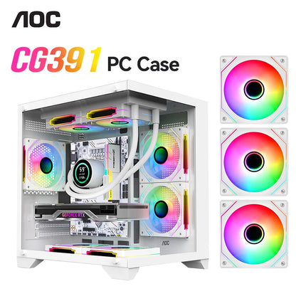 AOC CG391 PC Case MATX Gaming Desktop Case Supports 240 Water Cooling With 3 Pcs ARGB Fans Computer Case Sea View Room 컴퓨터 섀시