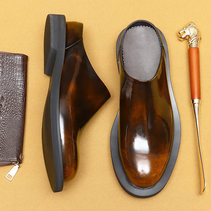 Luxury Men's Slippers Genuine Leather Loafers Men Moccasins Casual Non-slip Man Shoes Italian Summer Fashion Half Shoes for Men