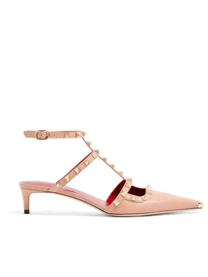Summer Square Headed Rivet High-heeled Women's Sandals, Fashionable and Sexy Women's Party T-table Women's Plus Size Sandals