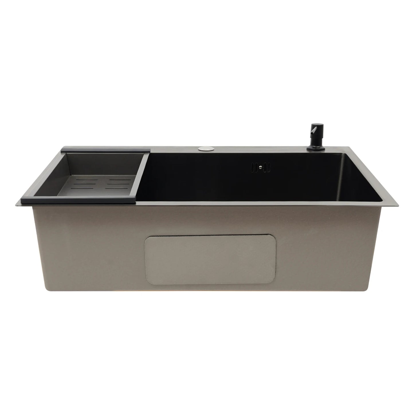 Stainless Steel Kitchen Sink with Draining Basket Soap Dispenser Utility Sink and Drainer with Efficient for Home Kitchen