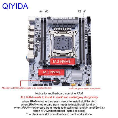 QIYIDA X99 Motherboard Set Kit LGA2011-3 Xeon E5 2680 V4 DDR4 16GB(2x8gb) PC4 SATA PCI16x3.0 NVME M.2 Gaming Computer