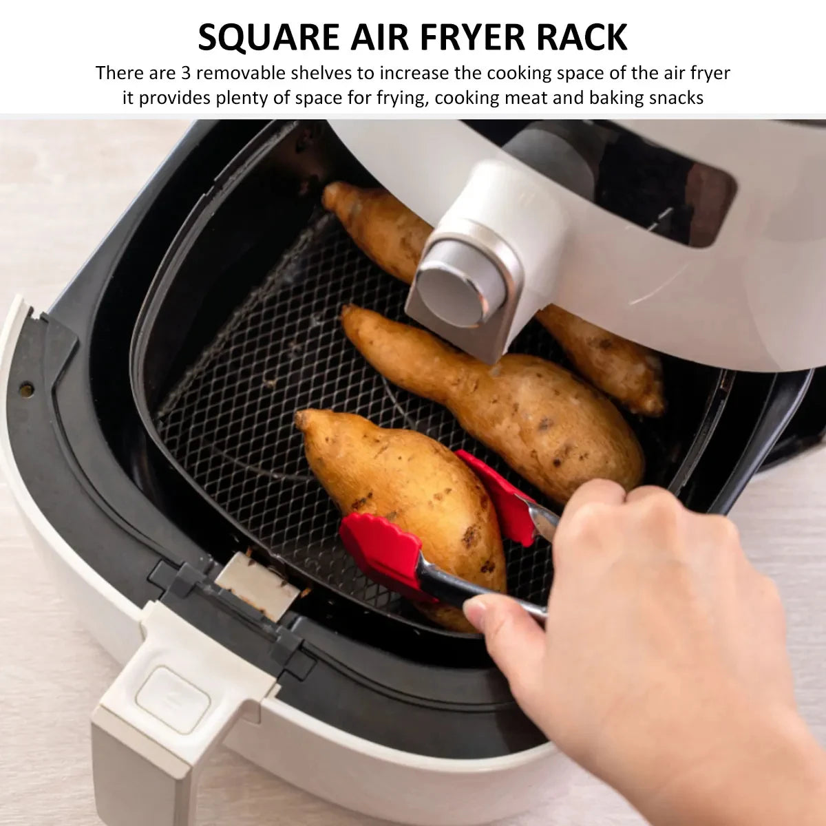 Air Fryer Rack Baking Tray Stackable Grilling304Stainless Steel Airfryer Oven Grill Steamer Cooker Kitchen Gadgets Cooking Tools