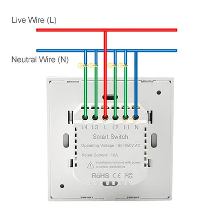 Tuya WiFi Smart On Off Light Switch 220V Power Button Wall Touch Alexa Google Home Voice With Without No Neutral Wire EU Two Way