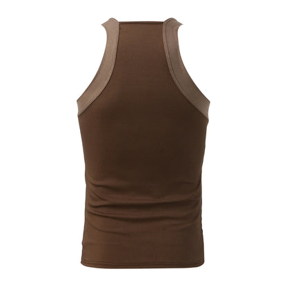 New Fashion Sports Tank Tops Men's Solid Color O-neck Sleeveless T-shirt Skinny Gym Streetwear Casual Vests Party Clothing S-5XL