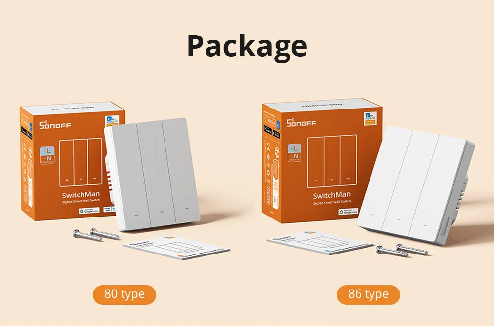 SONOFF ZBM5 80/86 Type Zigbee Smart Wall Switch Supports No Neutral and Neutral Wire Detach Relay Mode Works with Home Assistant
