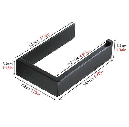 Self Adhesive Toilet Paper Holder Black Matt Stainless Steel Square Tissue Holder For Bathroom Storage Wc Accessories No Drill