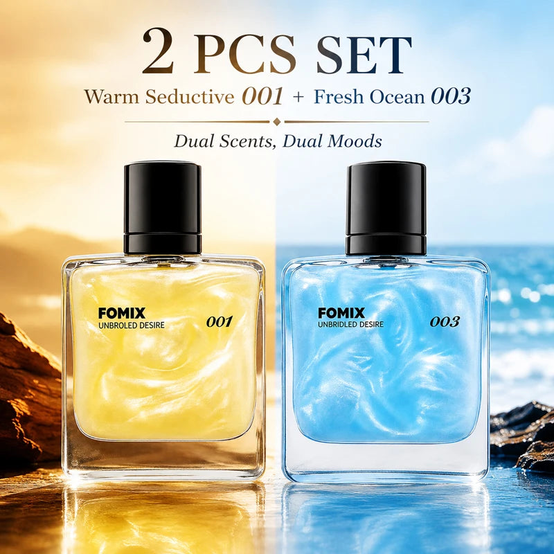 FOMIX 2PCS Men's Perfume Set, Long Lasting Fresh Ocean & Warm Seductive Eau De Parfum Spray, Citrus Floral Musk Woody Cologne, Day Night Portable Fragrance Gift for Him