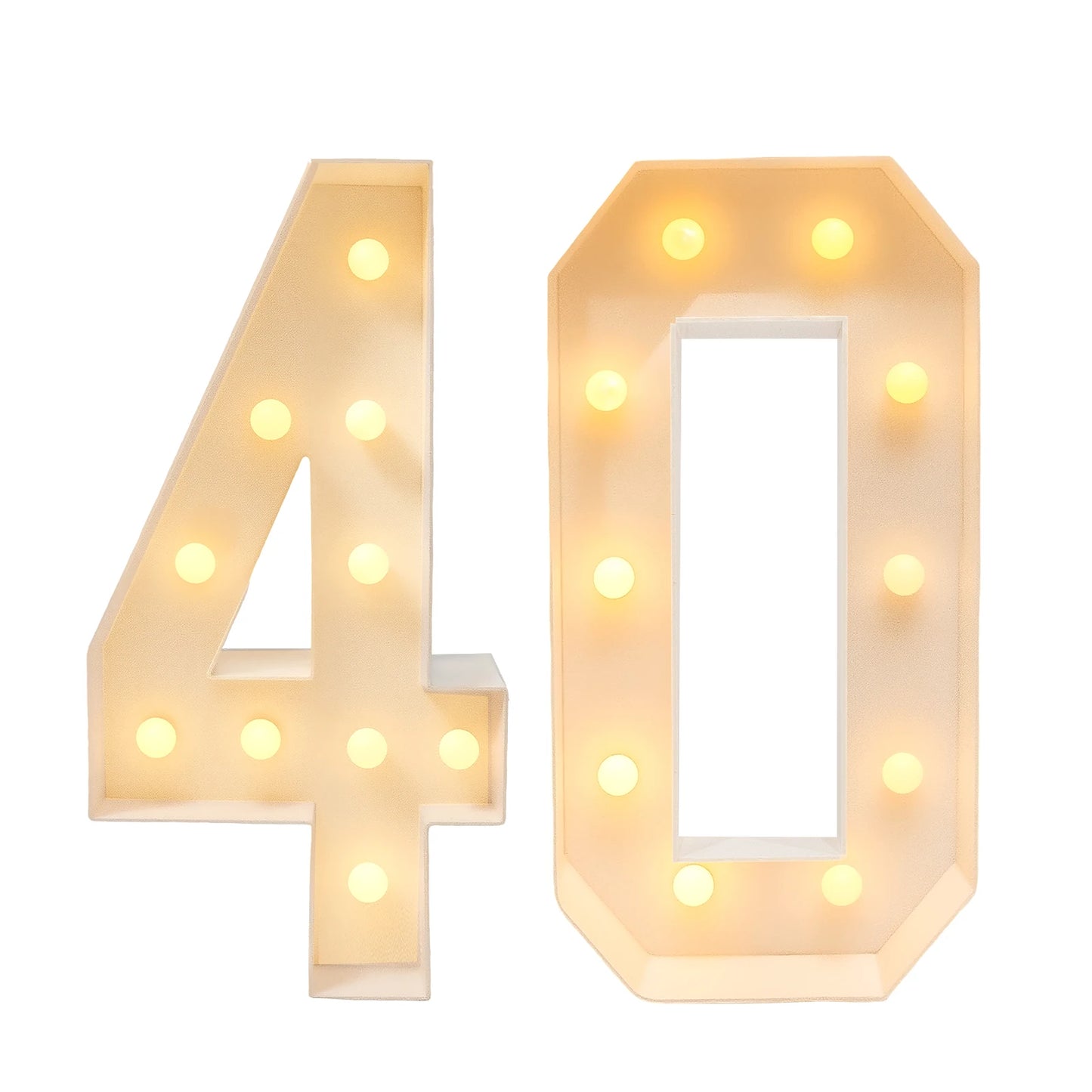 40 Light Up Numbers Battery Powered Warm White LED Big Birthday Anniversary Decor for Party Backdrop Indoor 39.37 Inch