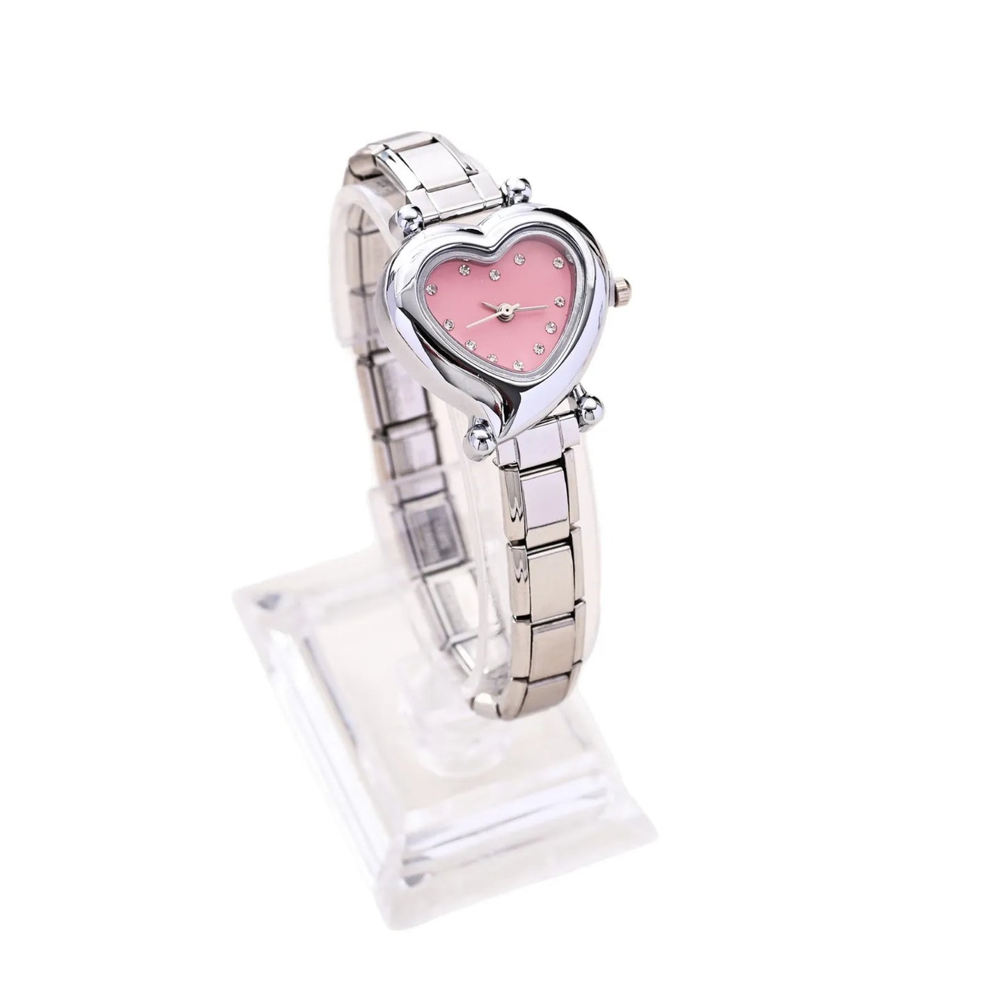 Heart Shape Dial Quartz Watch Stainless Steel Bracelet Wristwatch Cute Mini Love Heart Ladies Dress Watch Fashion Jewelry Gift