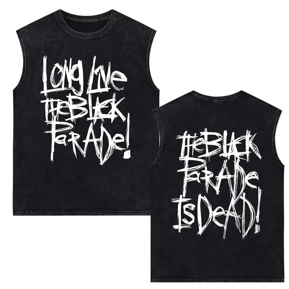 My Chemical Romance Vintage Washed Tank Tops Three Cheers for Sweet Revenge Sleeveless Vest Men Retro Punk Emo Rock Band T-shirt
