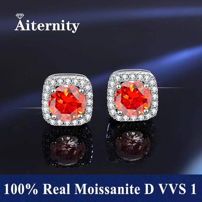 HOT Moissanite S925 Sterling Silver Stud Earrings For Women And Men With 2 Certificates Pass Diamond Test Pen Fine Jewelry