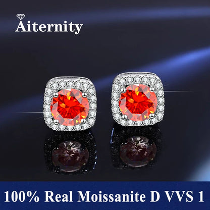 HOT Moissanite S925 Sterling Silver Stud Earrings For Women And Men With 2 Certificates Pass Diamond Test Pen Fine Jewelry