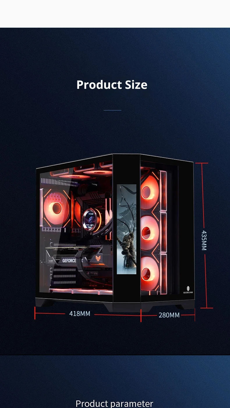 WJCOOLMAN Dreamer PLUS Secondary screen PC case with full side sea view room 360 water cooler Computer case gabinetes gamer