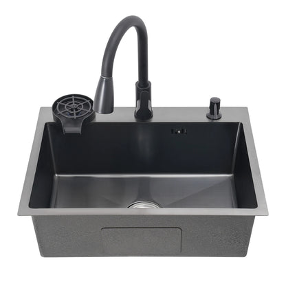 Multi-functional Kitchen Sink with Retractable Faucet, Soap Dispenser and Drip Basket Black Stainless Steel Sink 3 Specification