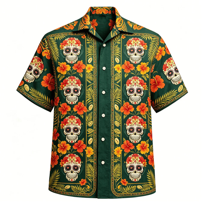 Men's Sugar Skull Hawaiian Shirt — product image