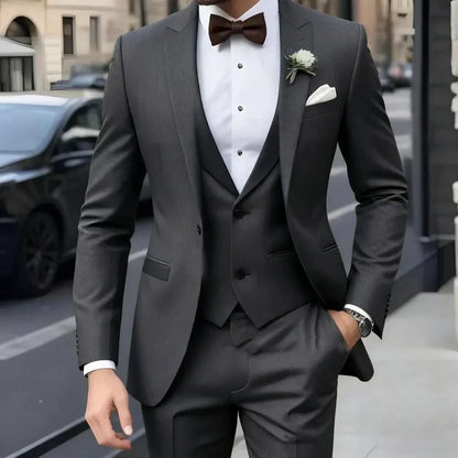 New Business Casual MC Wedding Groom Best Man Dress Jacquard Men's Suit Three-piece Set  Wedding Suits for Men  Mens Suits  Suit